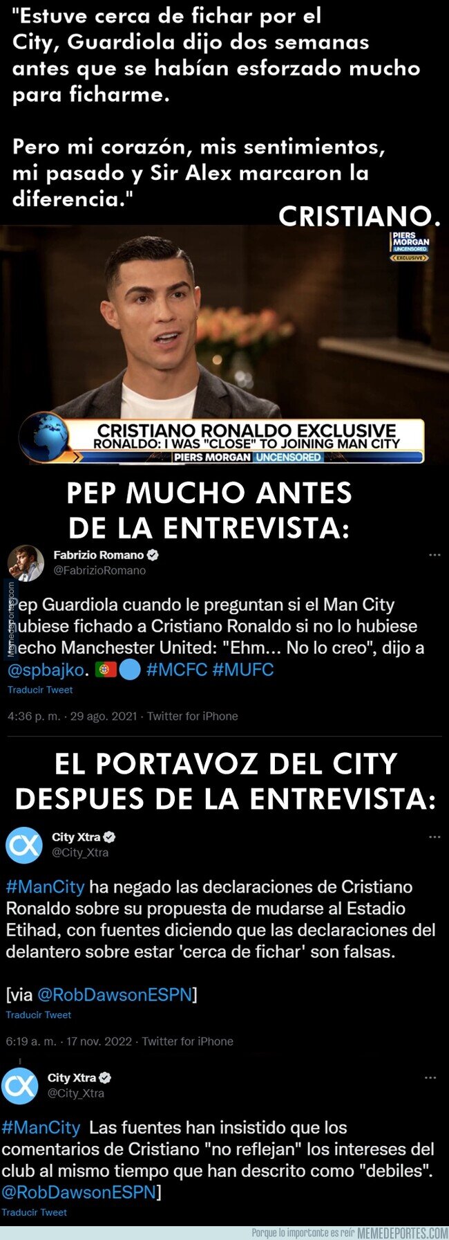 1174452 - Retratado. Cristiano pillado en otra mentira en su entrevista hablando sobre el Manchester City