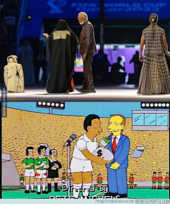 1174725 - Los Simpson predijeron la aparicion de Morgan Freeman en la inauguración del Mundial de Qatar