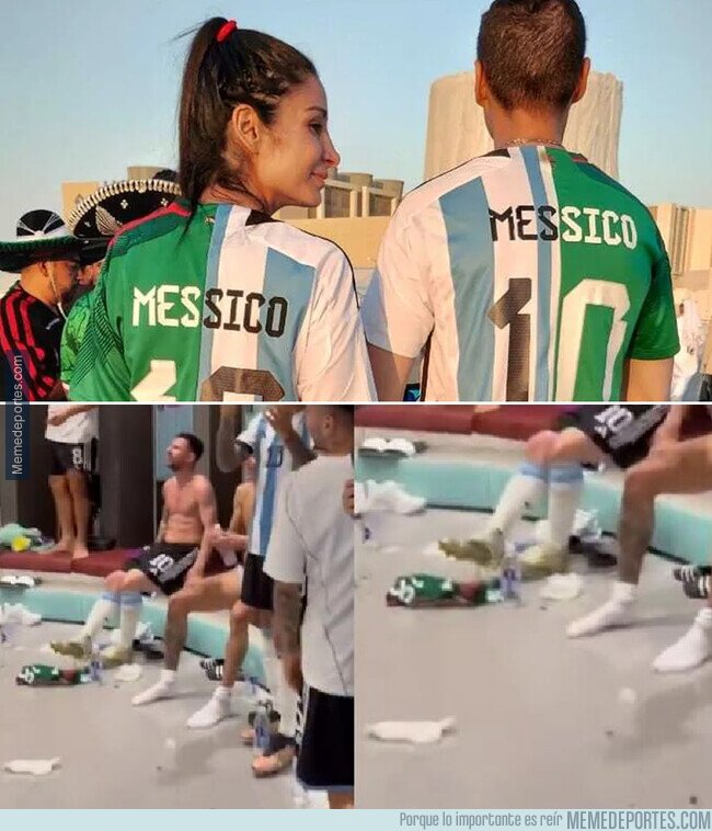 1175283 - Mientras los mexicanos idolatran a Messi. Messi usa la camisa de México para limpiar el piso.
