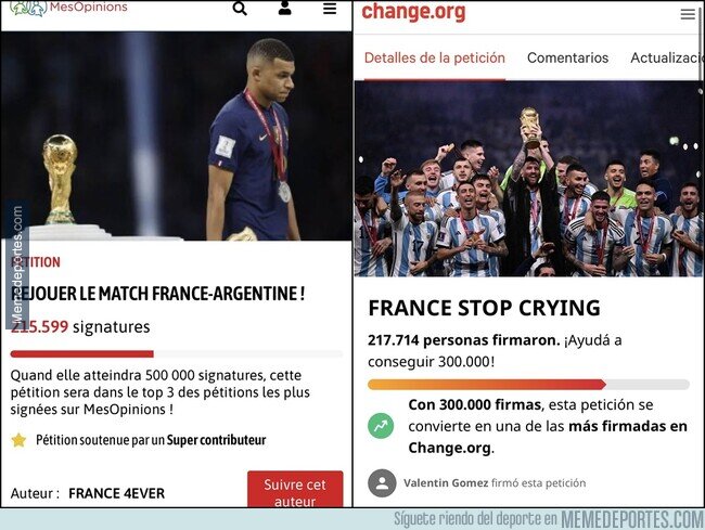 1177406 - Un Change.org para que Francia deje de llorar ha conseguido más firmas