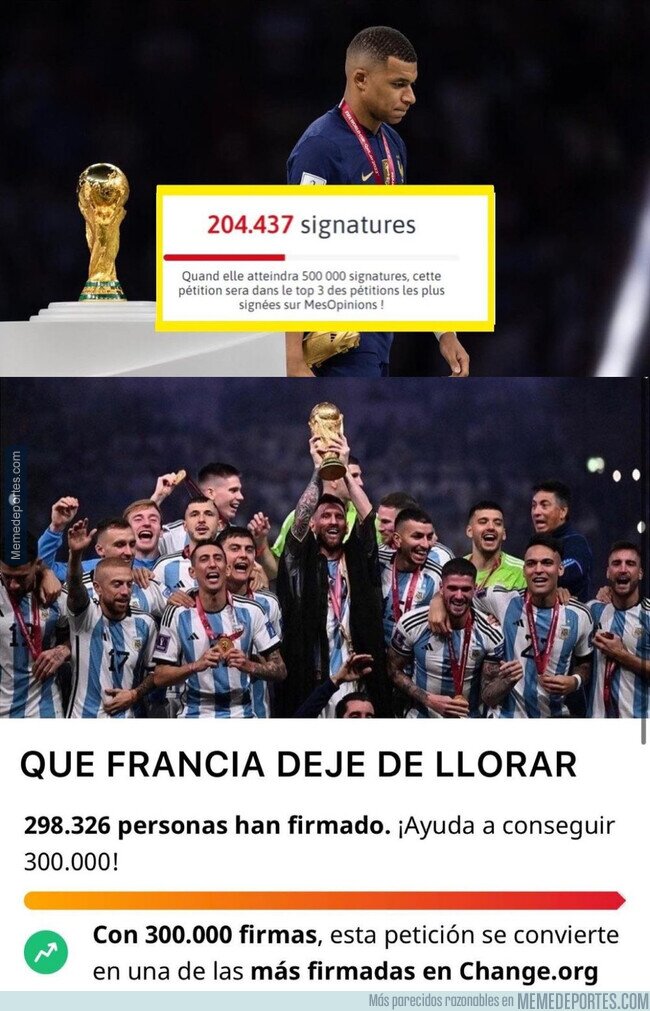 1177646 - Cuando los franceses consiguen 200.000 firmas para que se repita la final pero los argentinos consiguen más para que dejen de llorar