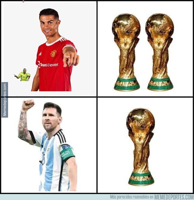 1185712 - Ronaldo tiene más mundiales que Messi. Textualmente, correcto.