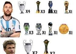 Enlace a Messi vs Muller a nivel internacional, 15 titulos vs 7 titulos