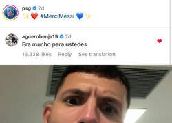 Enlace a El comentario del hijo del Kun en la publicación de despedida del PSG a Messi
