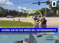 Enlace a Messi se vuela un semáforo en rojo para evitar a los fans
