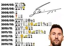 Enlace a Desde que debutó, Messi ha estado una sola temporada sin un título