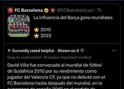 Enlace a La cuenta oficial del Barça desmentida por las notas de la comunidad
