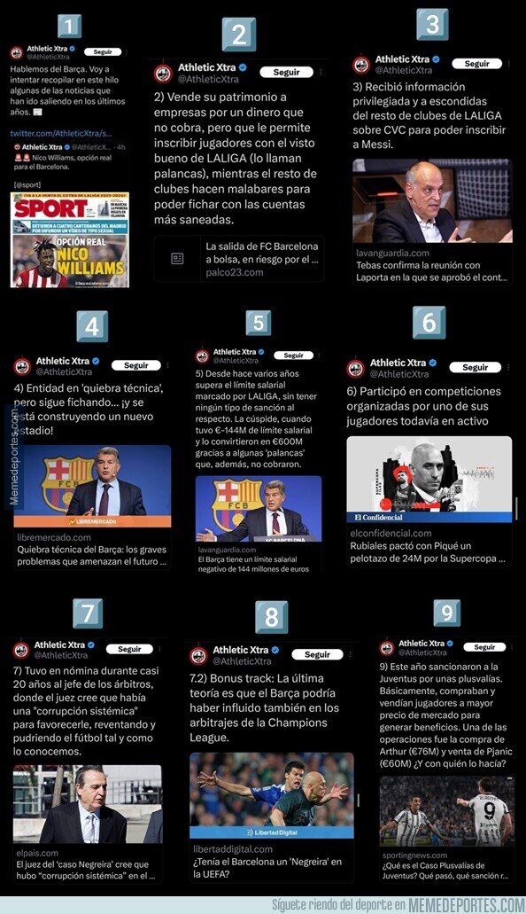 1195894 - Tremendo hilo en Twitter de Athletic Xtra sobre las tropelías del Barça