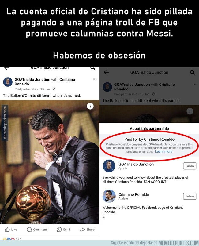 1200910 - Cristiano pillado pagando a cuentas de Facebook para que ataquen a Messi