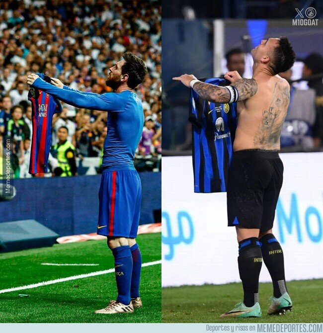 1200922 - Lautaro homenajea  a Messi... con unos kilitos de más