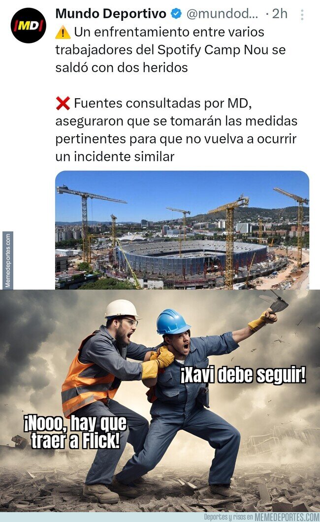 1205138 - Pelea entre trabajadores en las obras del Camp Nou