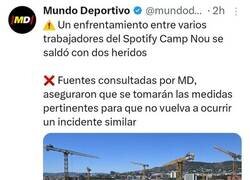 Enlace a Pelea entre trabajadores en las obras del Camp Nou