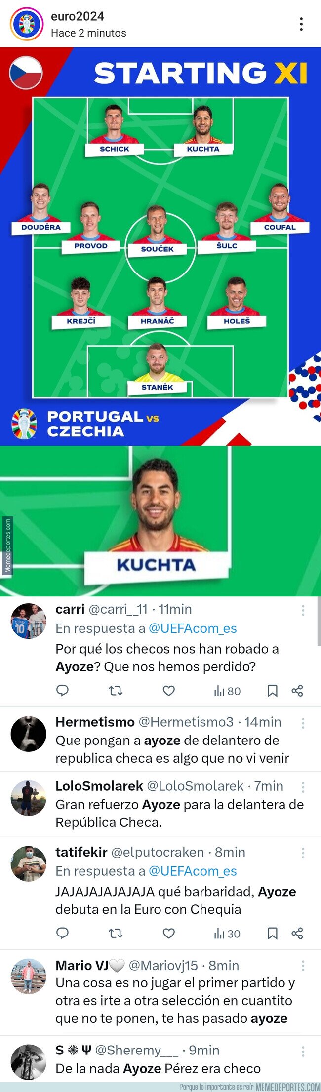 1206335 - La UEFA pone por error a Ayoze Pérez en el 11 titular de Chequia