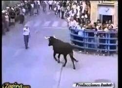 Enlace a Un hombre consigue calmar a un toro que quería envestirle