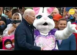 Enlace a Un conejo de pascua interrumpe a Joe Biden mientras hablaba con la prensa