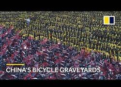 Enlace a Dron muestra un cementerio de bicicletas en China