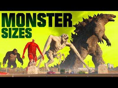 Comparación 3D del tamaños de diferentes monstruos ficticios