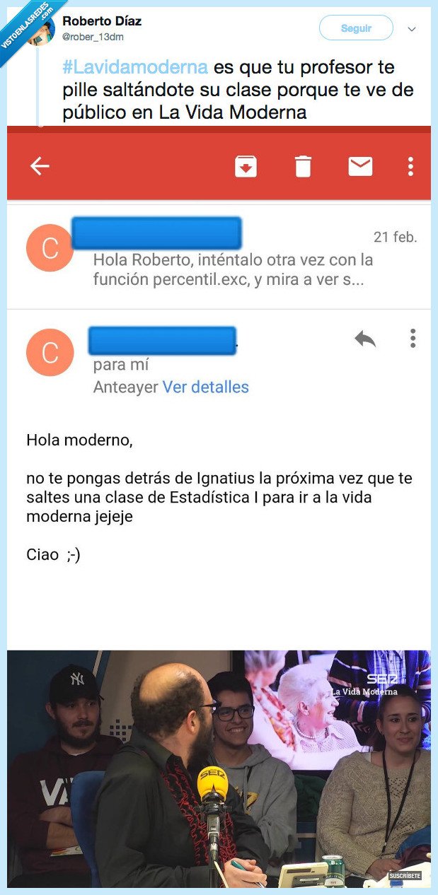 vida moderna,correo,profesor,lo pillan pero bien pillao