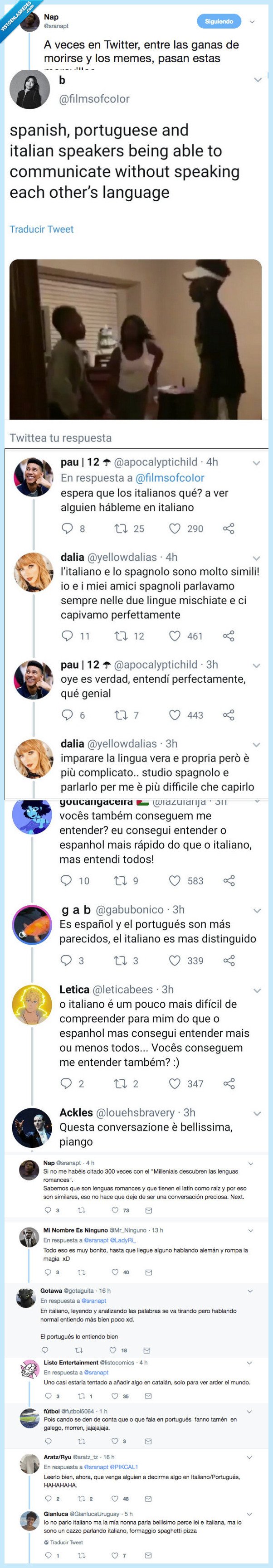 portugués,español e italiano,lengua romance