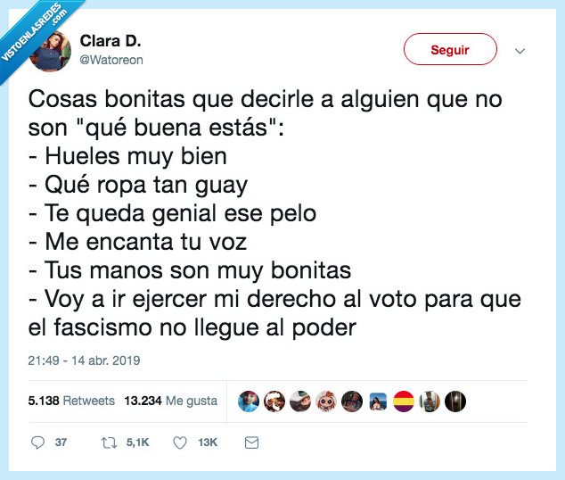 bonito,despues decir,oler