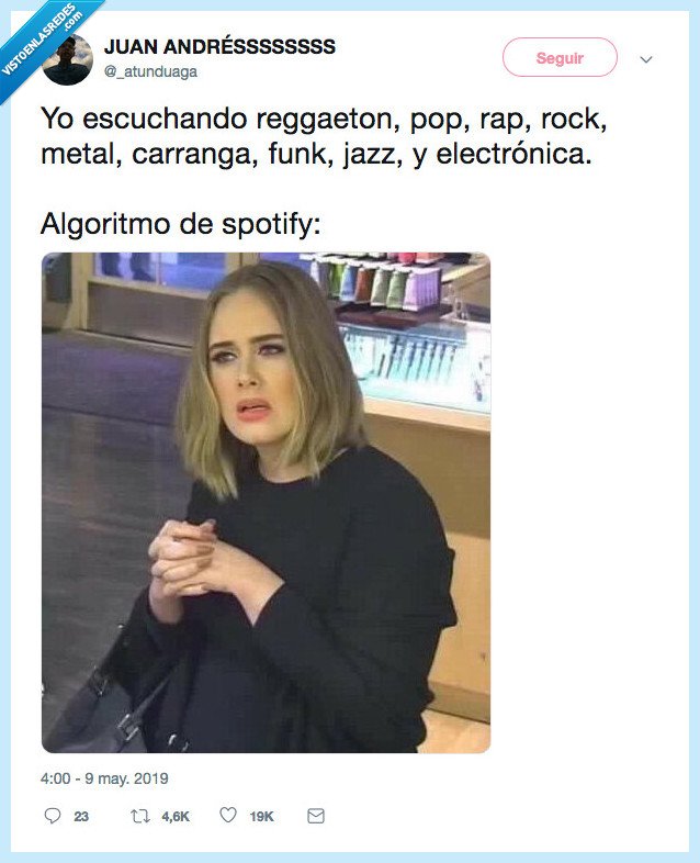 spotify,musica,estilos,algoritmo,adele,pop,rap,rock,metal,reggaeton,jazz