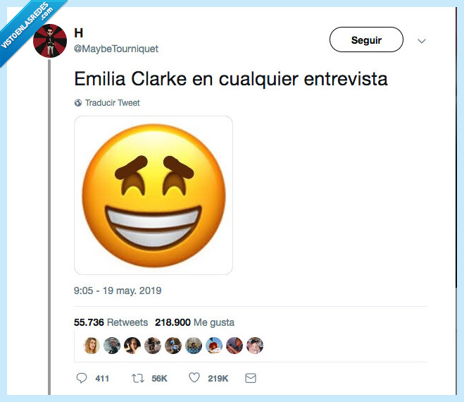 emilia clarke,entrevista,cara de emoji