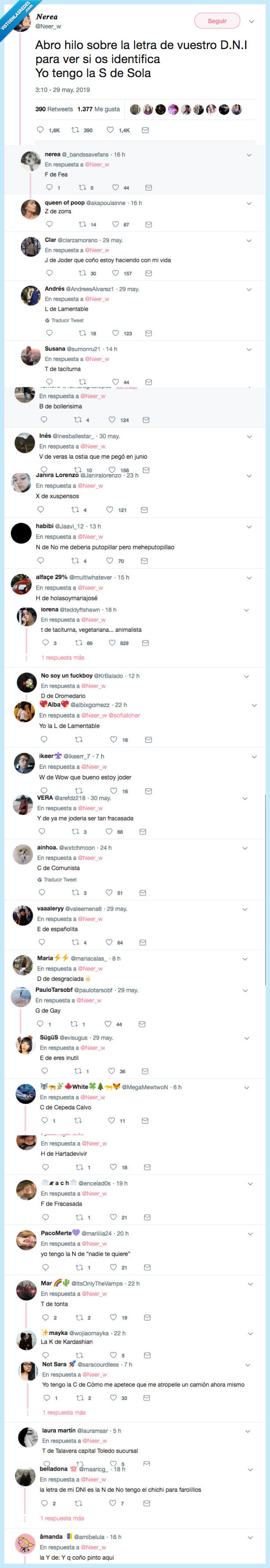 letra,dni,que eres,dimelo