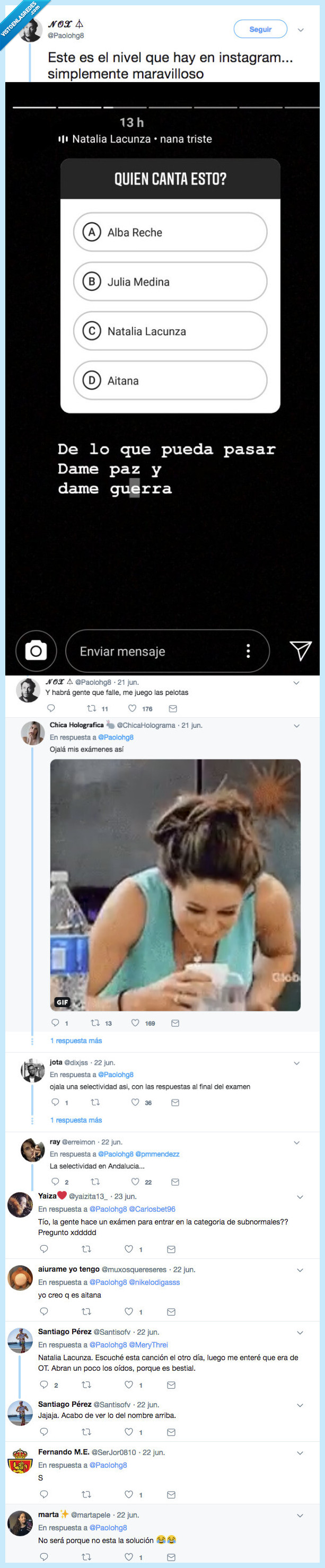 gente,instagram,codazos,natalia lacunza,encuesta