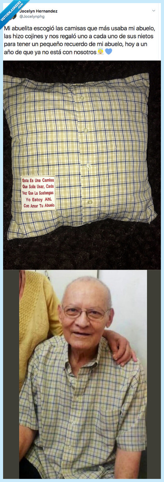 521541 - Su abuela convierte en fundas de cojín las camisas de su abuelo y casi lloramos, por @Jocelynphg