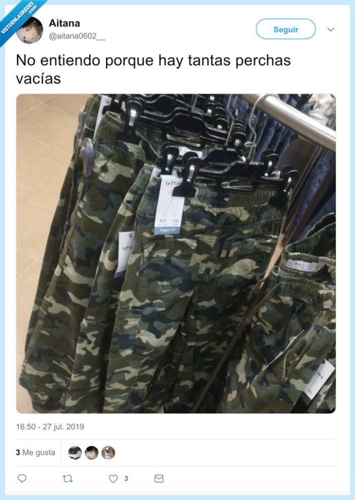 Camuflaje,ropa,perchas,tweet,meme