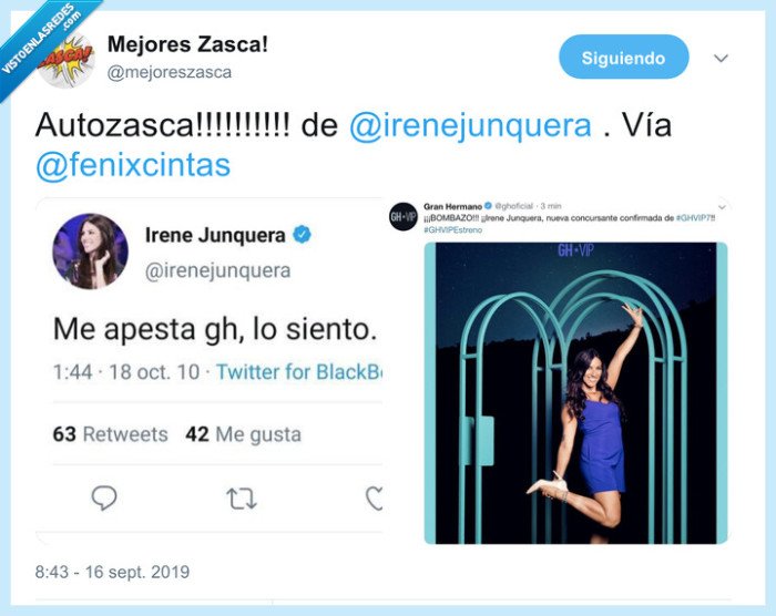 irene junquera,gh,gran hermano,zasca