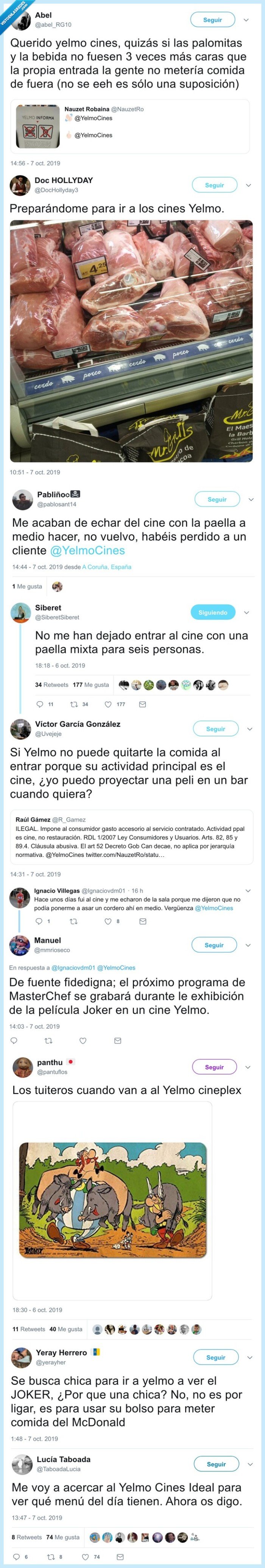 yelmo cines,cine,comida,normas,leyes