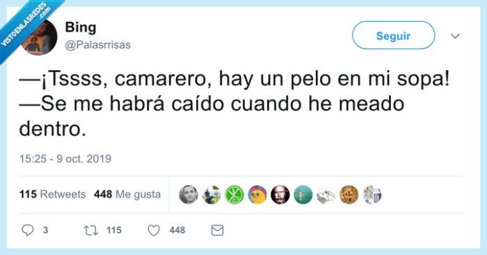 pelo,sopa,camarero,mearse