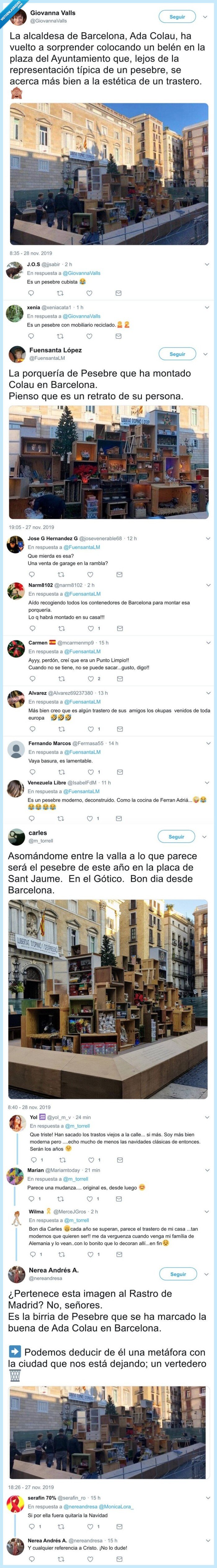 ada colau,barcelona,pesebre,cajas,nacimiento