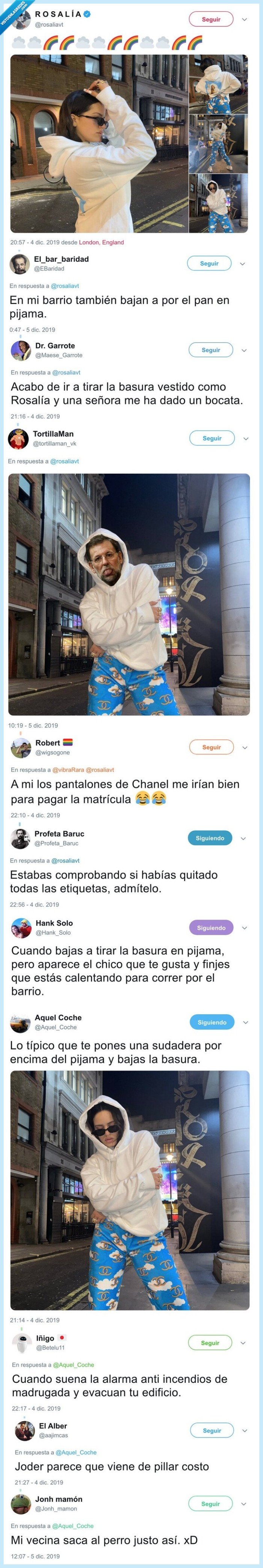 rosalía,pijama,channel,calle