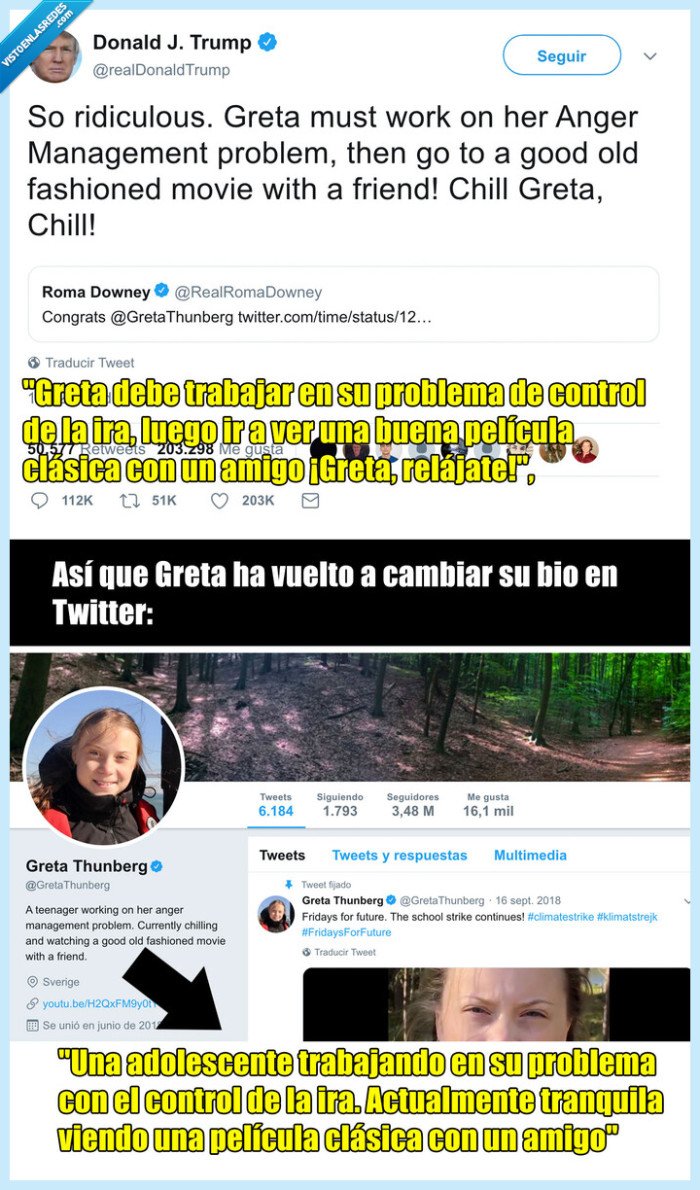 533937 - Greta Thunberg vuelve a vacilar a Donald Trump en twitter