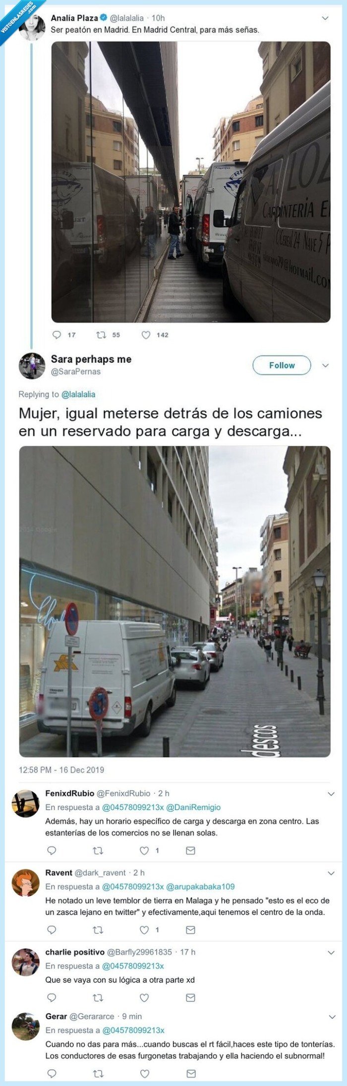 analía plaza,carga y descarga,peatones,acera,madrid