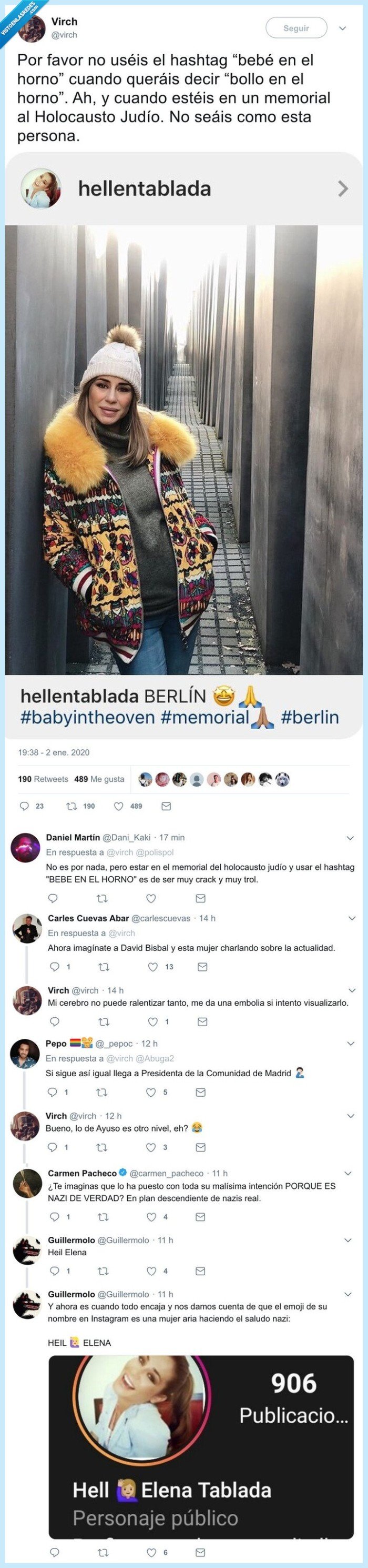 elena tablada,baby in the oven,horno,fail,holocausto judío,memorial