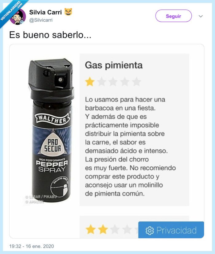 gas pimienta,fail,carne