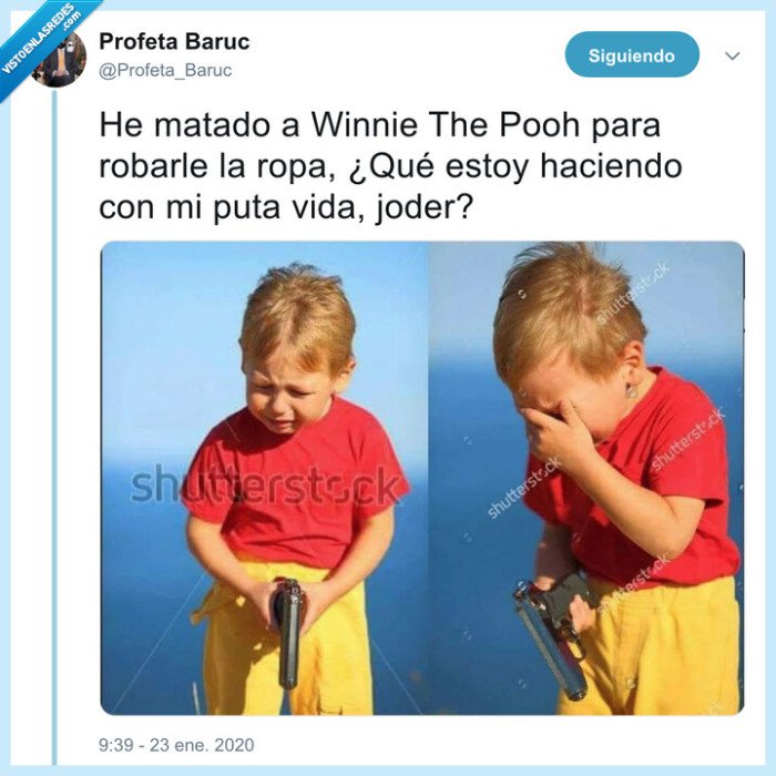 niño,winnie the pooh,ropa,pistola,robar