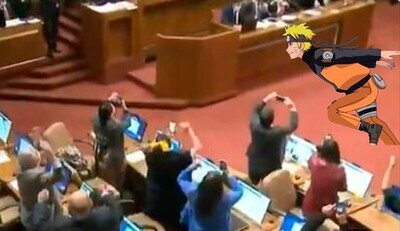 631487 - Así es la nueva política: un diputada celebra que gana una votación corriendo como Naruto en pleno Congreso