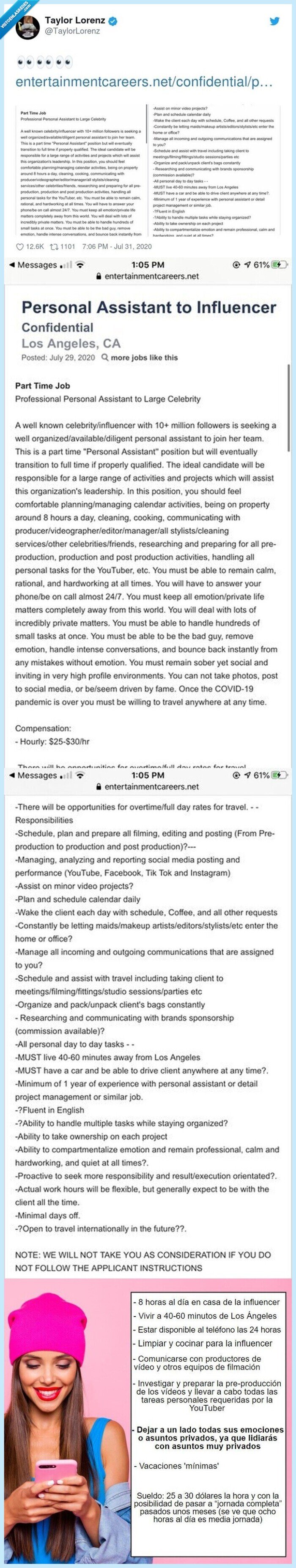 asistente,influencer,condiciones,trabajo,robot