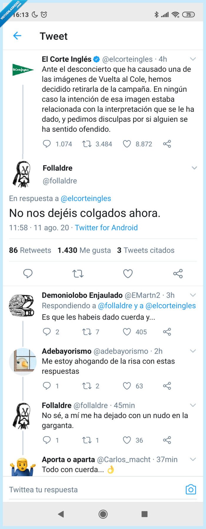 Vuelta,Cole,Publicidad,fail,Corte Inglés,Twitter