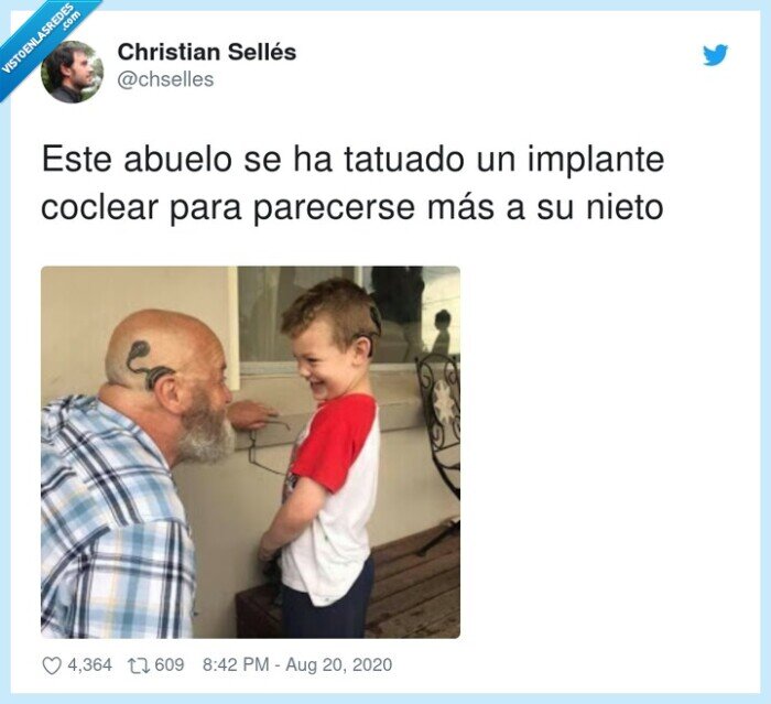 implante,tatuado,coclear,abuelo,nieto