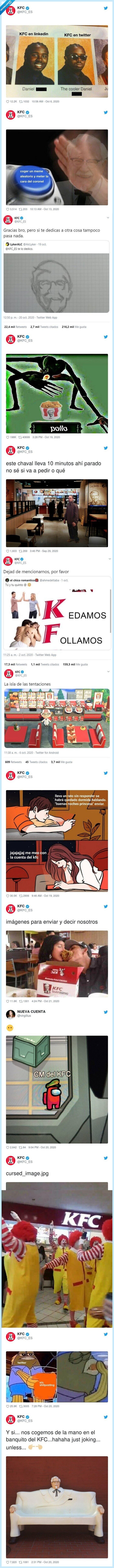 722939 - Las surrealistas publicaciones del CM de KFC que le han convertido en el nuevo tuitstar de España