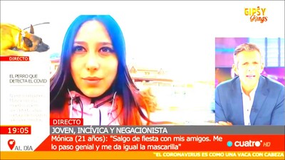 724560 - Todo el mundo odia a esta chavala negacionista por todas las barbaridades e irresponsabilidades que dijo en televisión sobre cómo se está tomando la pandemia