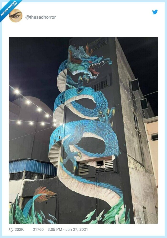 dragon,graffiti,pared,escaleras,edificio