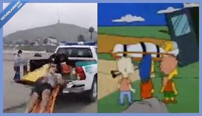 1038153 - Si te suena la escena de Los Simpson en que se cae una camilla por un acantilado... mira esto