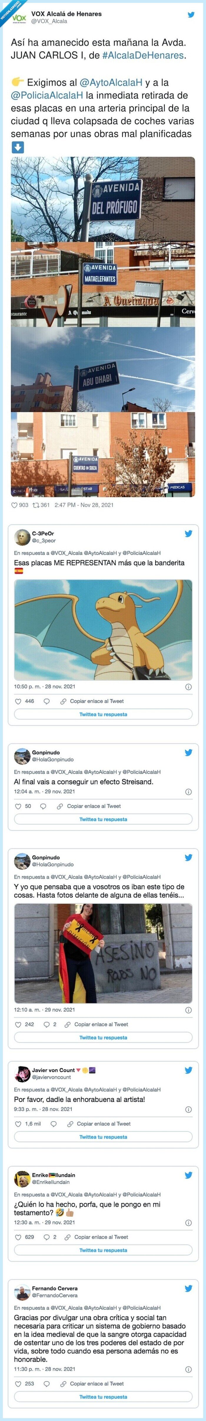 carteles,calles,juan carlos i,cuentas en suiza,abu dhabi