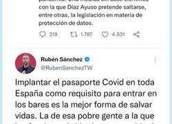 Enlace a Rubén Sánchez se lleva un autozasca y queda como un tonto por el pasaporte covid, por @ivigrad